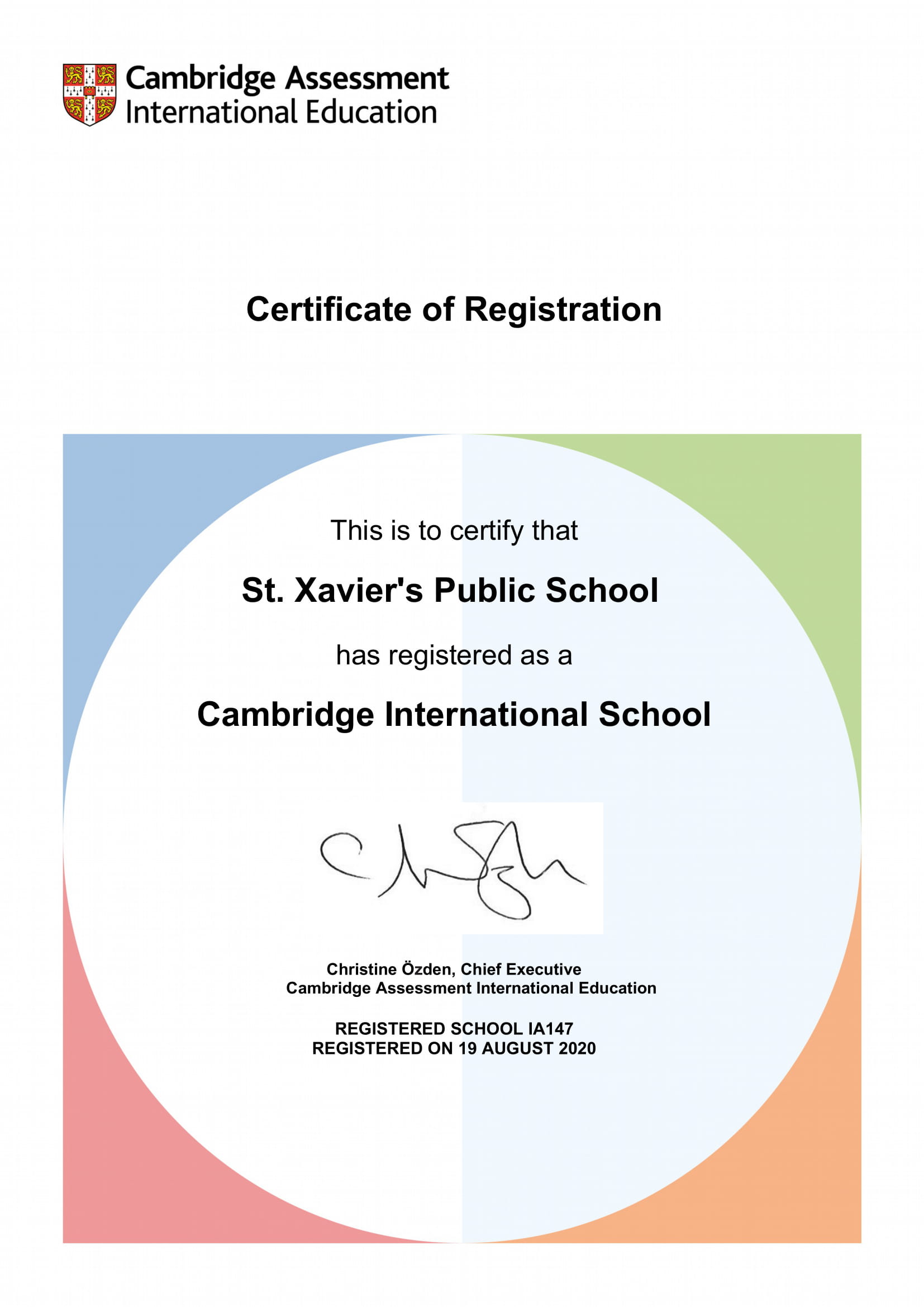 Cambridge Affiliation Certificate